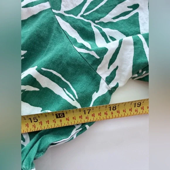 Meadow Rhodes Green White Floral Midi Dress smocked short sleeve M - Picture 5 of 7